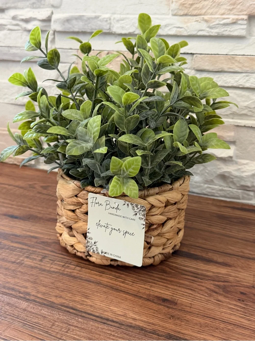 🆕 Handmade Woven Basket with Green Faux Plant - Home Accents!